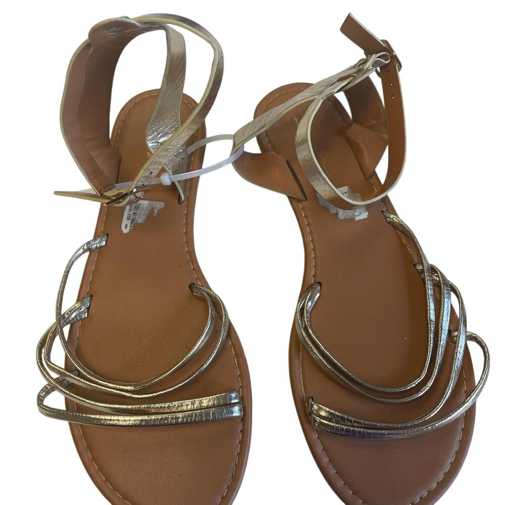 Tan leather sandals with silver